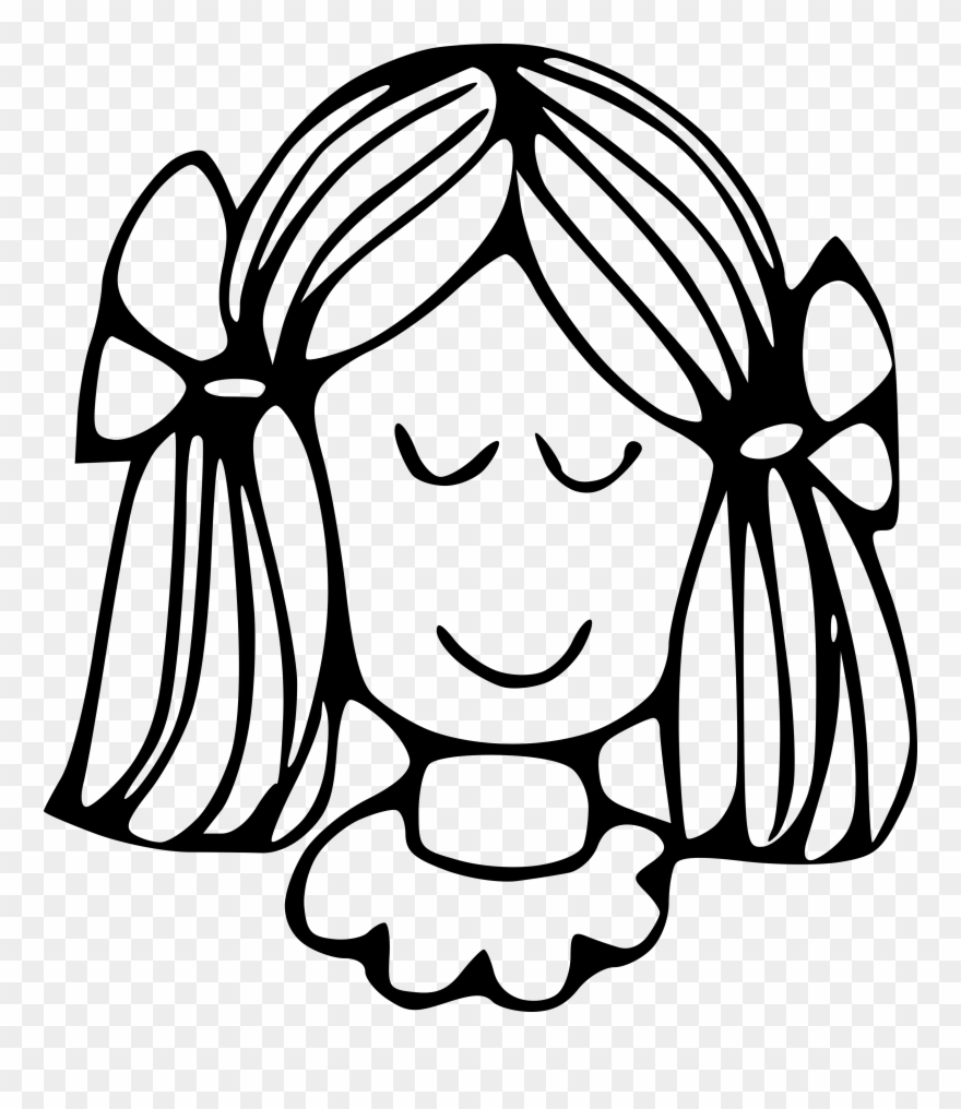 Mother Clipart Black And White - Girl Face Clip Art - Png Download