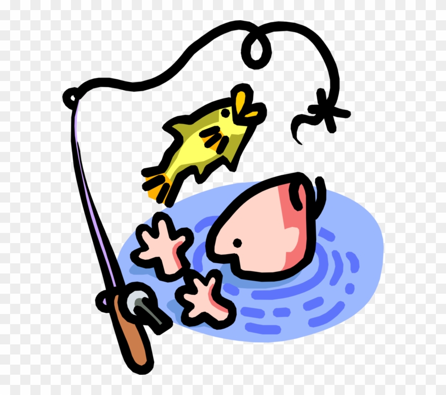 Vector Illustration Of Sport Fisherman Angler Falls Clipart