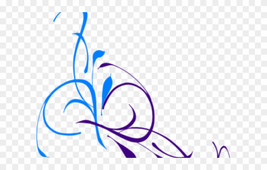 Blue Flower Clipart Swirl - Floral Swirl Clipart Transparent Background - Png Download