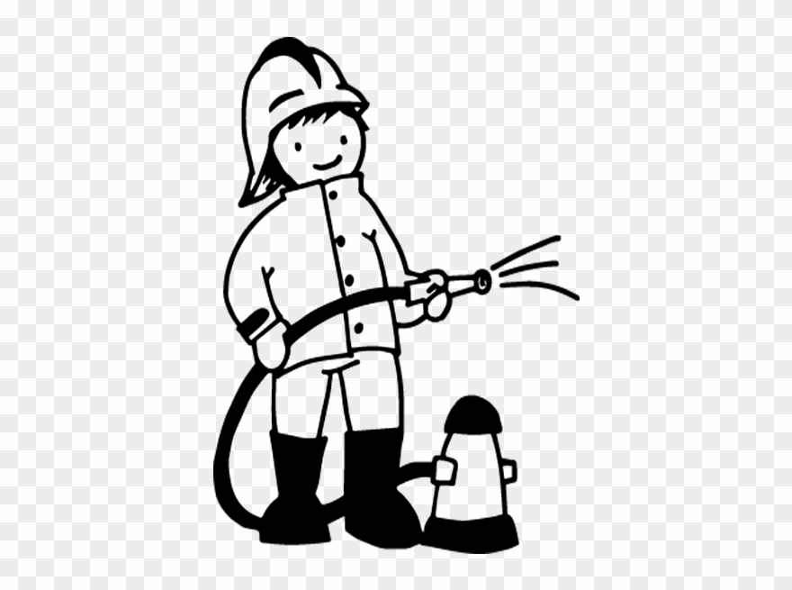 Bombero - Bombero Blanco Y Negro Clipart