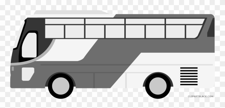 Bus Transportation Free Black White Clipart Images - バス 車 イラスト Png Transparent Png
