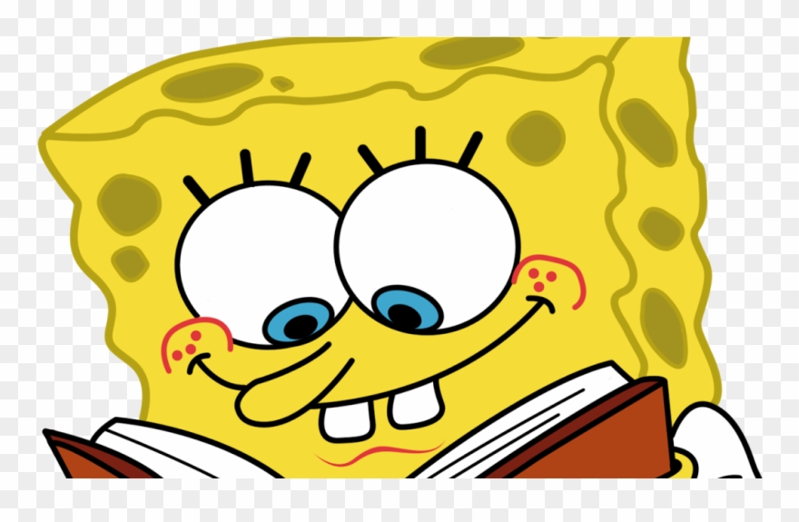 Sponge Bob Clip Art - Cartoon Spongebob Reading A Book - Png Download