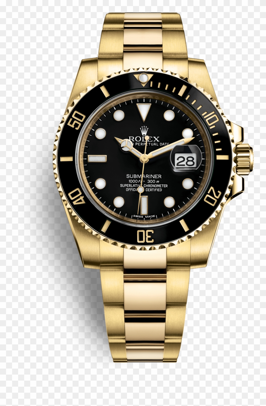 Submariner Watch Rolex Gold Colored Free Transparent - Rolex Gmt Gold Clipart