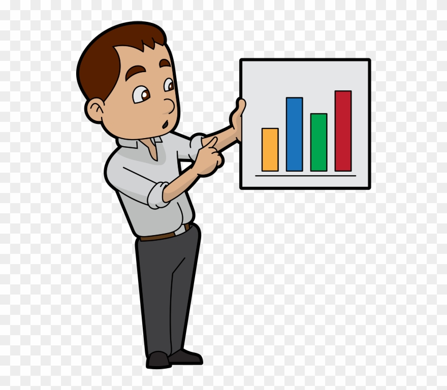 Cartoon Guy Concentrating On A Sales Presentation - Cartoon Clipart