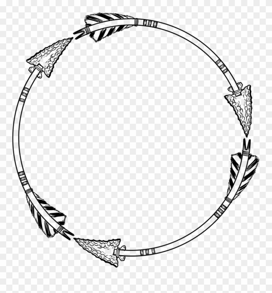 Arrow Arrows Wreath Circle Round Frame Border Line - Circle Arrow Frame Png Clipart