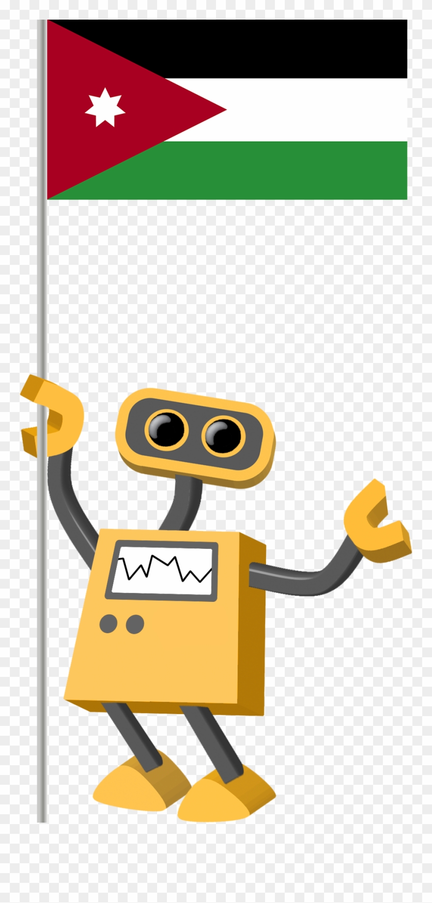 Flag Bot, Jordan - Robot Clipart