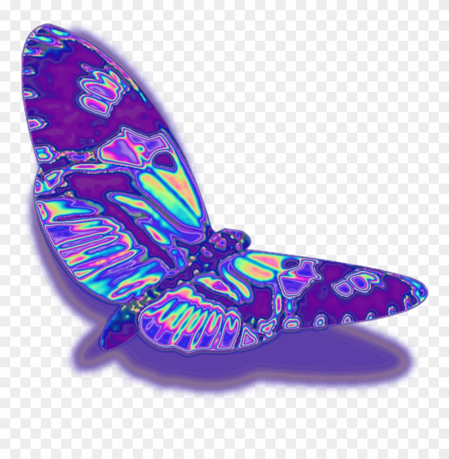 Glitch , Vaporwave , Holographic , Hologram , Freetoedi - Butterfly Clipart