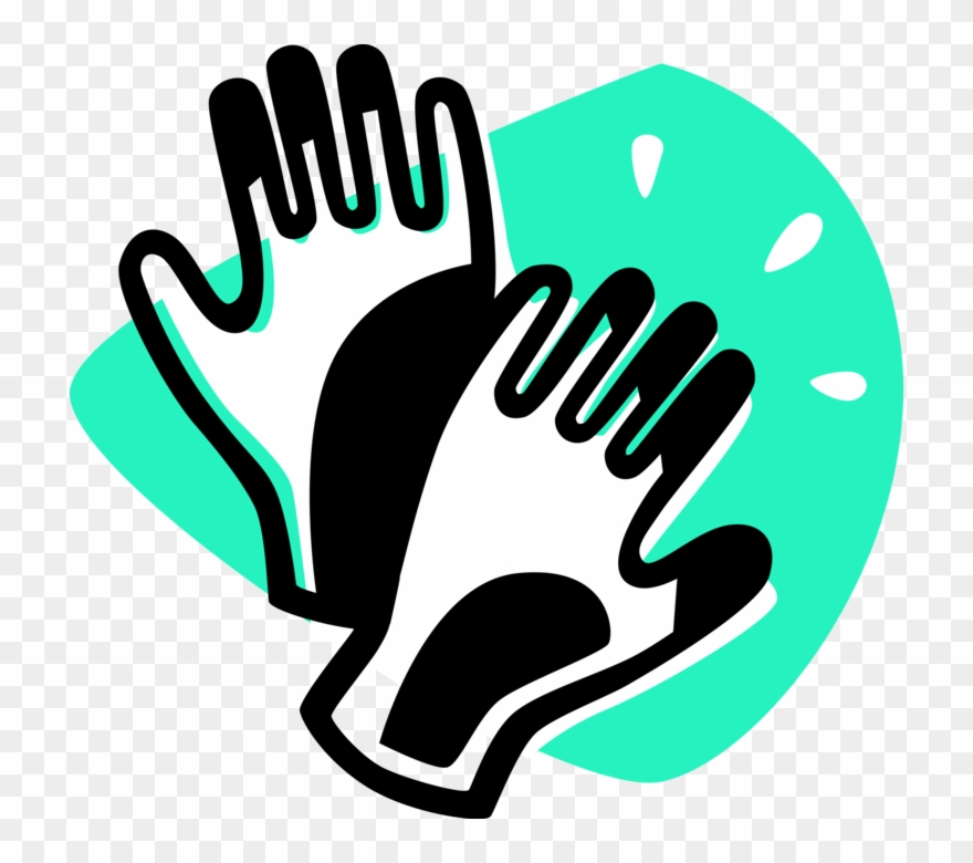 Vector Illustration Of Safety Gloves, Rubber Gloves - Black Gloves Vector Png Clipart