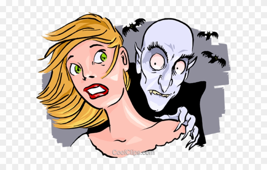 Fangs Clipart Vampire Face - Vampire Biting Neck Cartoon - Png Download