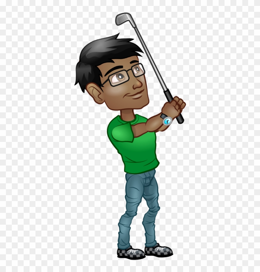 Male-golf Swing - Cartoon Clipart