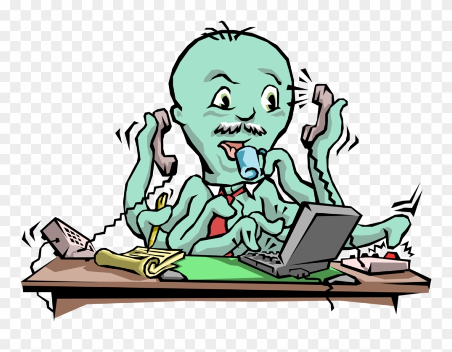 Vector Illustration Of Giant Octopus Cephalopod Mollusc - Octopus Answering Phones Clipart