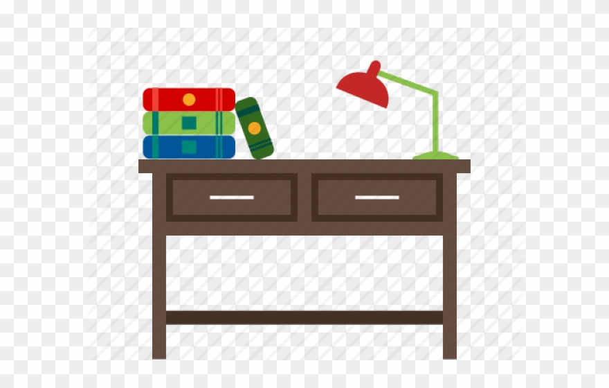 Desk Clipart Study Table - Cartoon - Png Download
