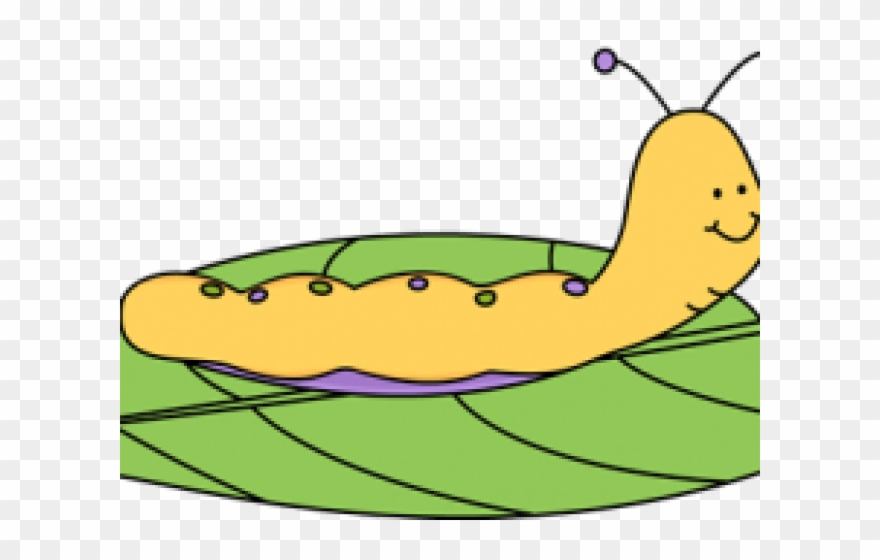 Caterpillar Clipart Long - Clipart Worm On The Leaf - Png Download