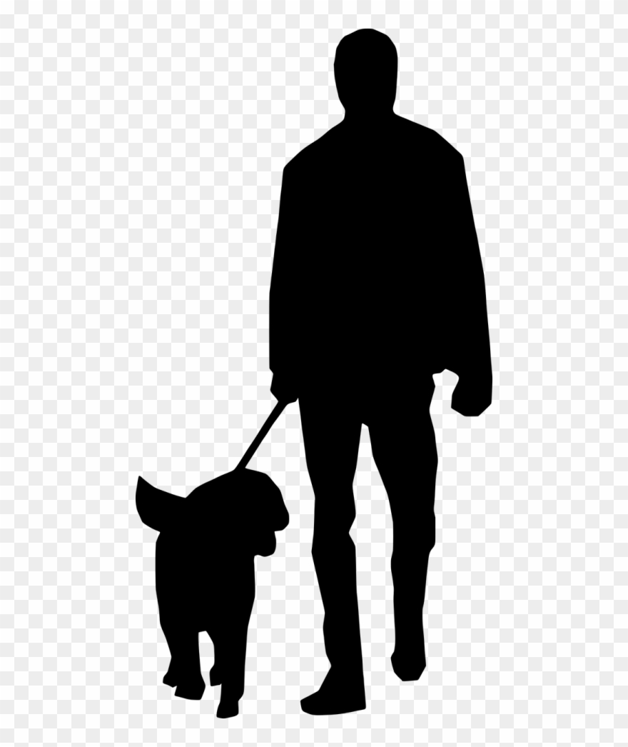 Vector Graphics - Man With Dog Silhouette Clipart
