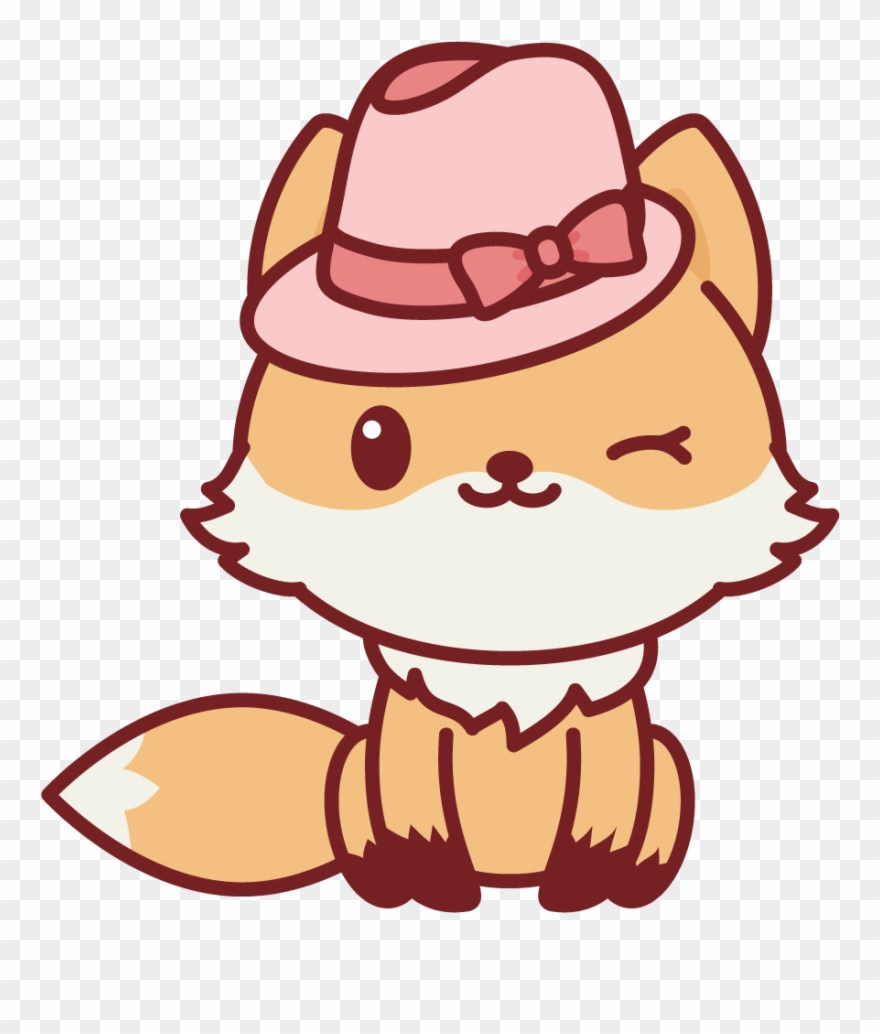 Winking Nerdy Fox - Kawaii Cute Animals Cartoon Clipart