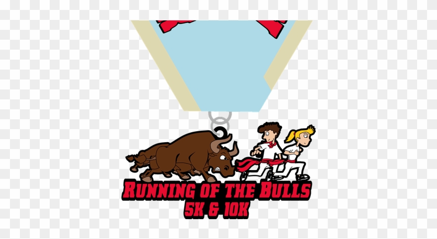 Running Of The Bulls - Cartoon Clipart