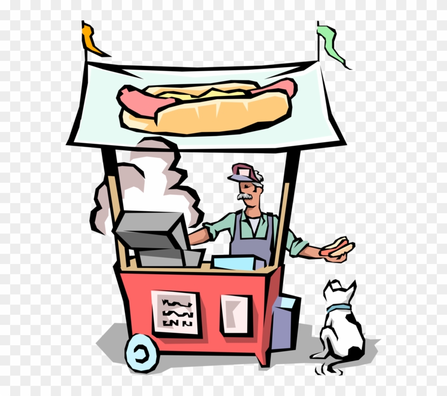 Vector Illustration Of Street Food Vendor Chef Serves - Higiene De Alimentos Y Bebidas Gif Clipart