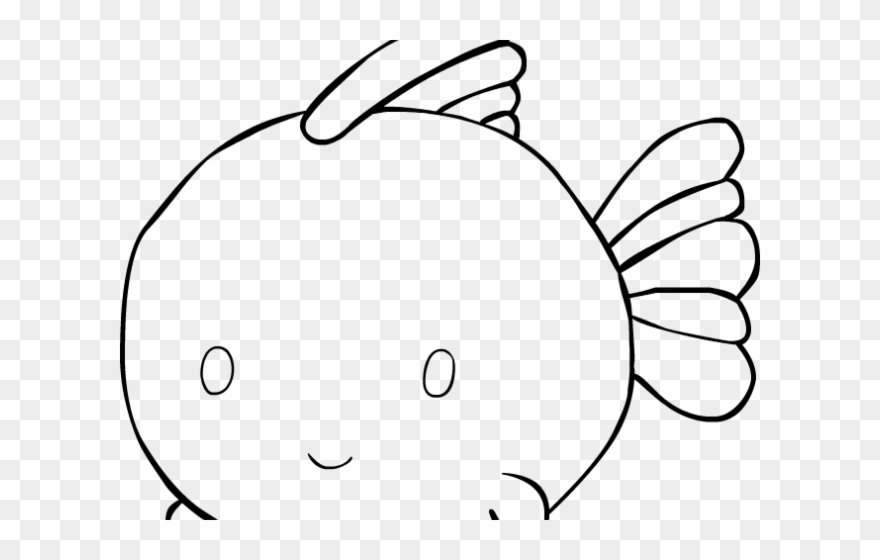 Drawn Fishing Chibi - Line Art Clipart