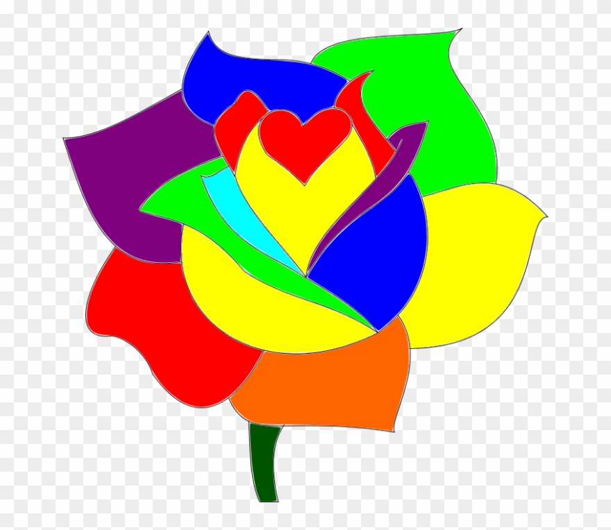 Colorful Art - Rainbow Flowers Drawings Clipart
