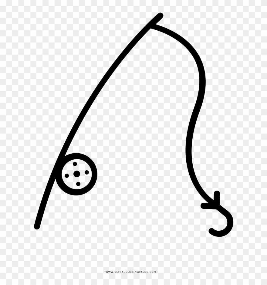 Fishing Rod Coloring Page - Line Art Clipart