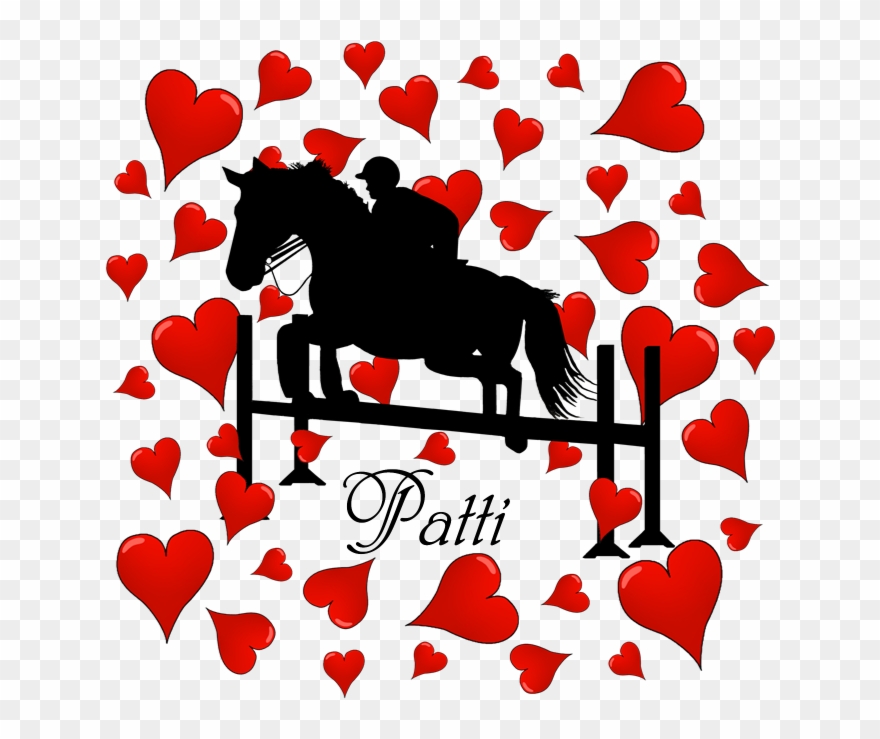 Fun Horse Jumper And Hearts Drinking Glass - Mare Clipart