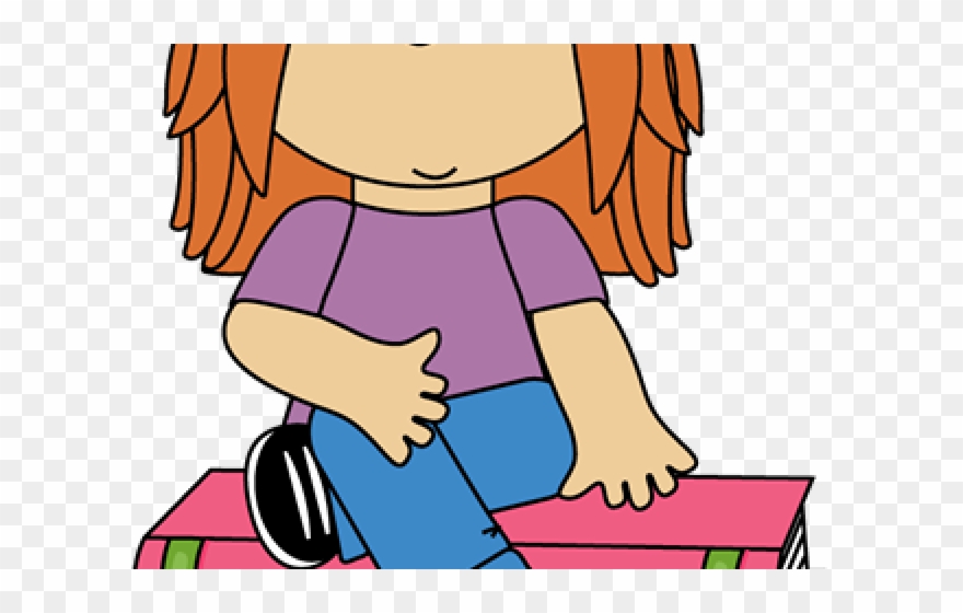 Little Girl Clipart Study - Criss Cross Clipart Cartoon - Png Download