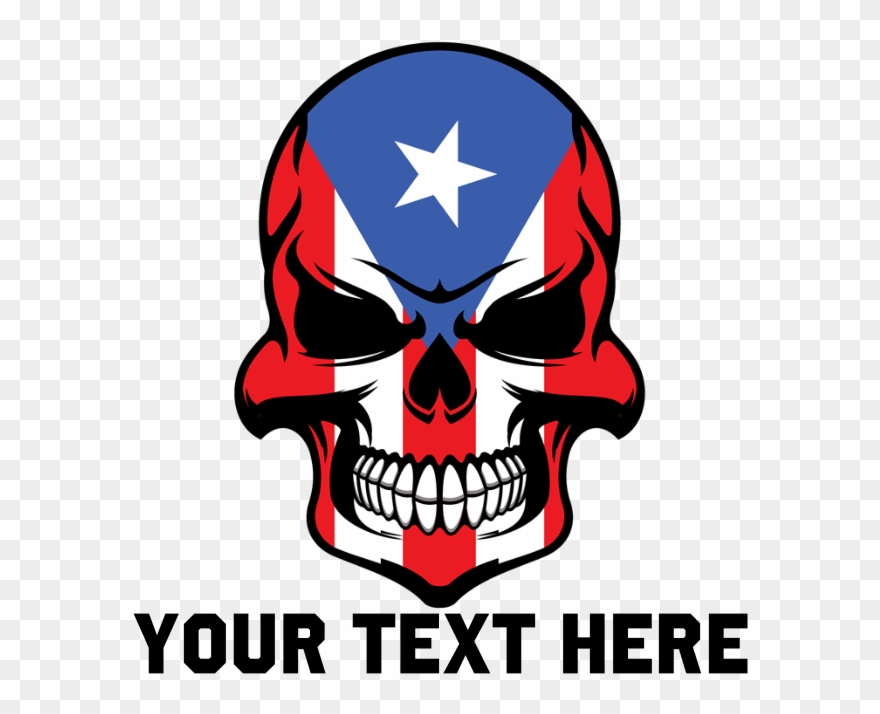 Puerto Rican Flag Skull Drinking Glass - Puerto Rico Skull Decal Clipart