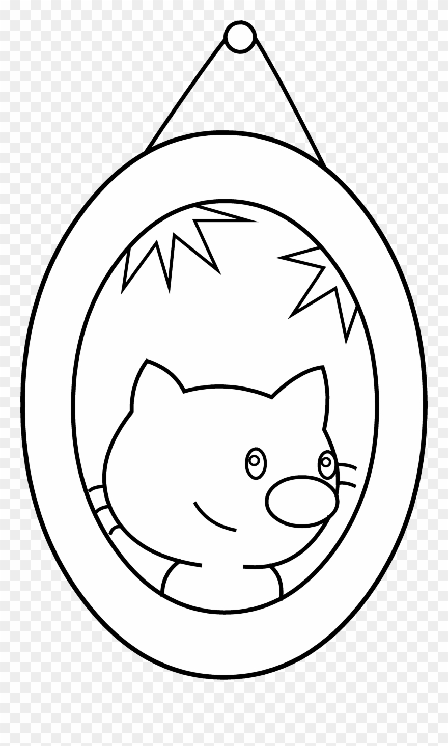 Cute Cat Portrait Coloring Page Free Clip Art - Coloring Book - Png Download