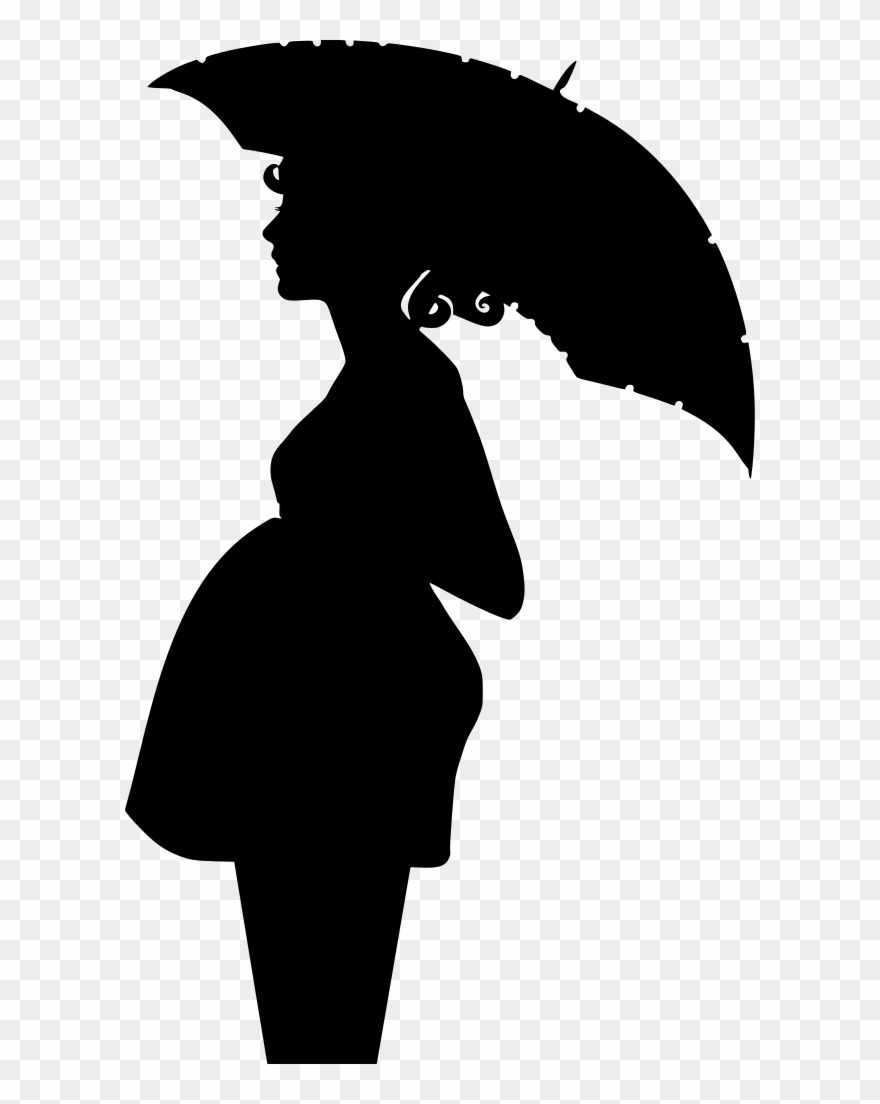 Info - Pregnant Woman With Umbrella Silhouette Clipart