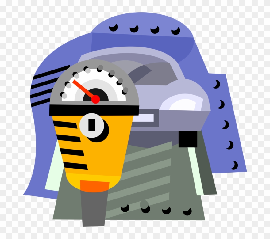 Vector Illustration Of Parking Meter Used To Collect - Illustration Clipart