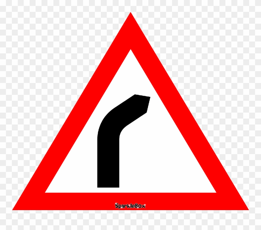 Road Narrows On Right Sign Clipart