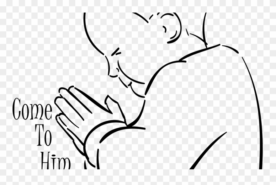 Child Pray Clip Art Black And White Huge Freebie Download - Child Praying Coloring Page - Png Download