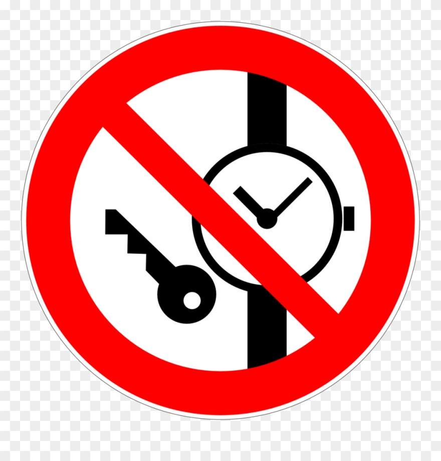Mitführen Von Metallteilen Oder Uhren Verboten, Verbotszeichen - Links Clipart