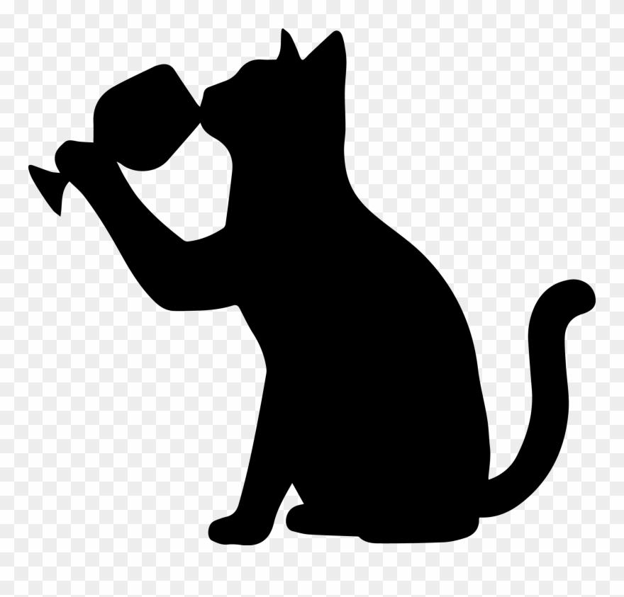 Cat Drinking Wine Opposite - Cat Jumps Clipart
