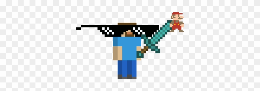 Mlg Steve Kills Mario - Cartoon Clipart