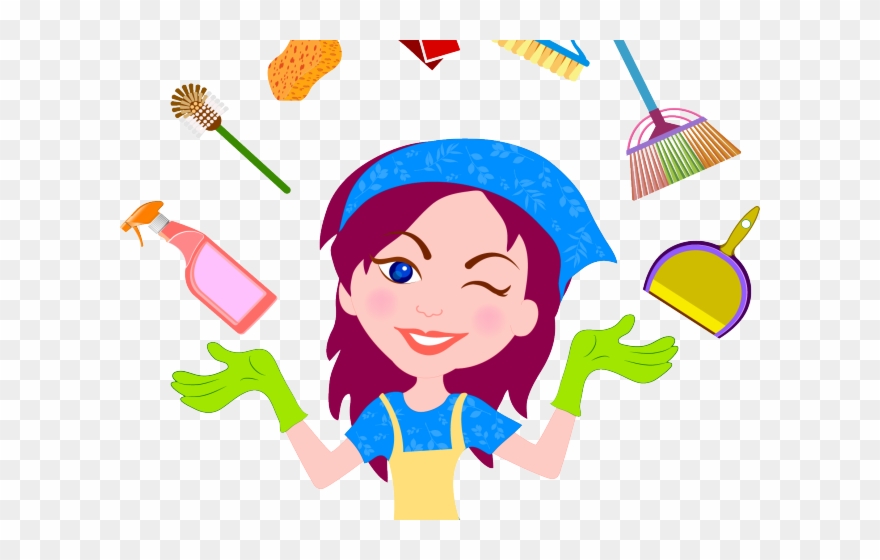 Maiden Clipart House Cleaner - House Keeping Cartoon Png Transparent Png