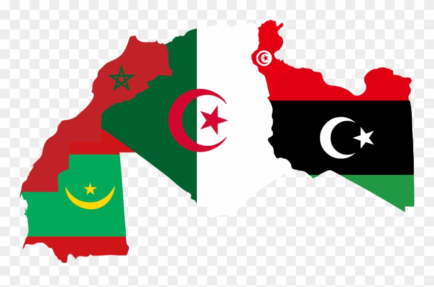 Download Maps Algeria Morocco Tunisia Libya Mauritania - Libya Flag Map Png Clipart