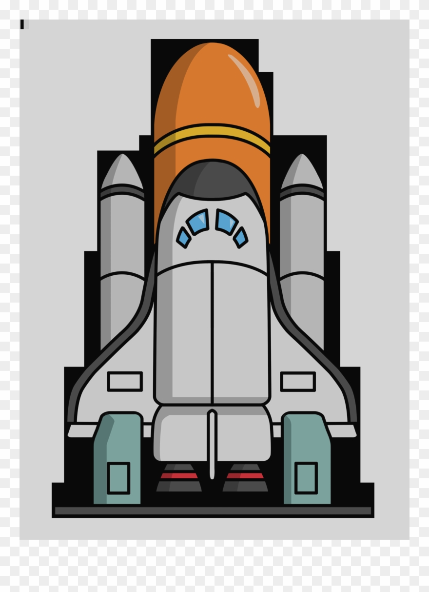 Free Clip Art Of A Cute Red Retro Space Rocket Preparing - Space Shuttle Cartoon - Png Download
