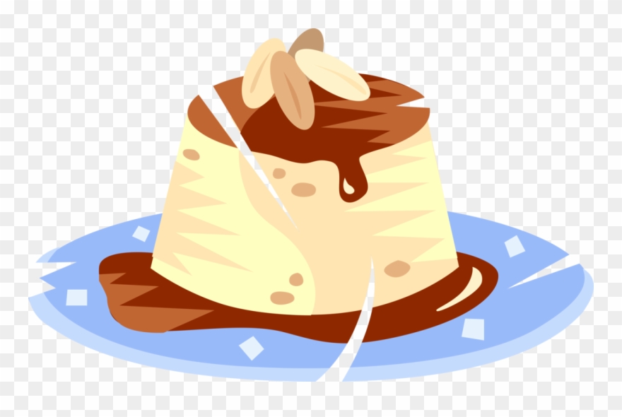 Vector Illustration Of Custard Pudding Cake Dessert Clipart