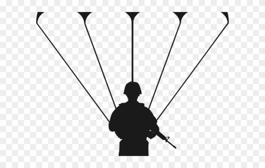 Parachute Clipart Black And White - Parachute Soldier Clipart - Png Download
