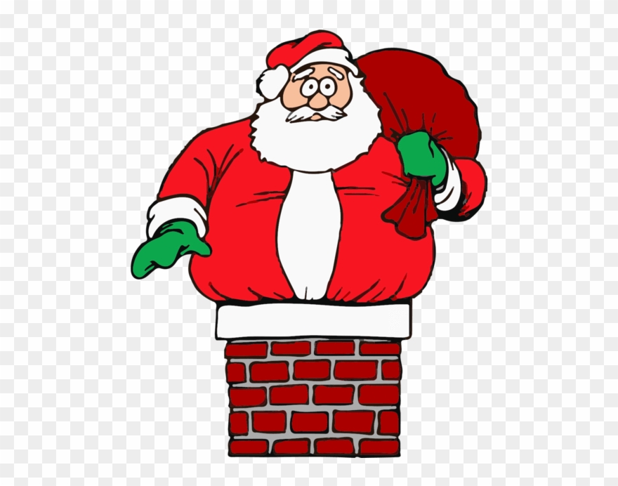 Father Christmas Stuck In Chimney Clipart