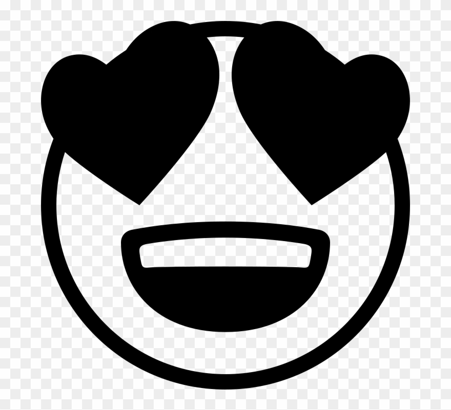 Emojione Bw 1f60d - Emoji Heart Eyes Black And White Clipart