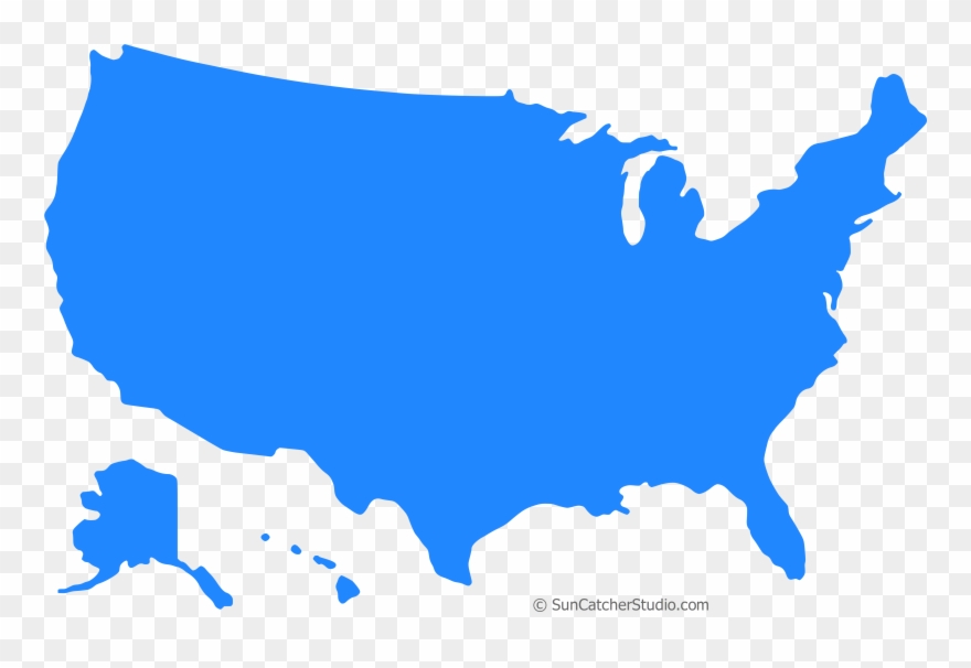 United States Map Blue Silhouette - Locate The Mississippi River Clipart