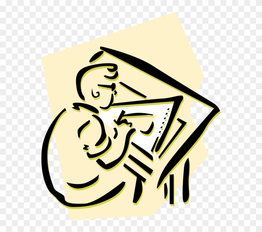Vector Illustration Of Draftsman Or Draughtsman Prepares Clipart