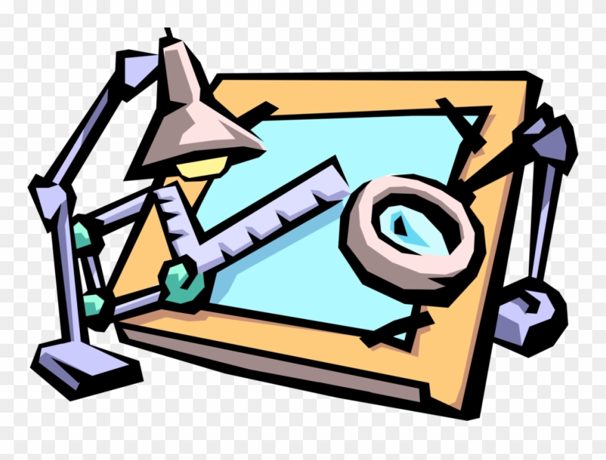 Vector Illustration Of Drafting Table Used By Draftsman - Technical Drafting Gif Clipart