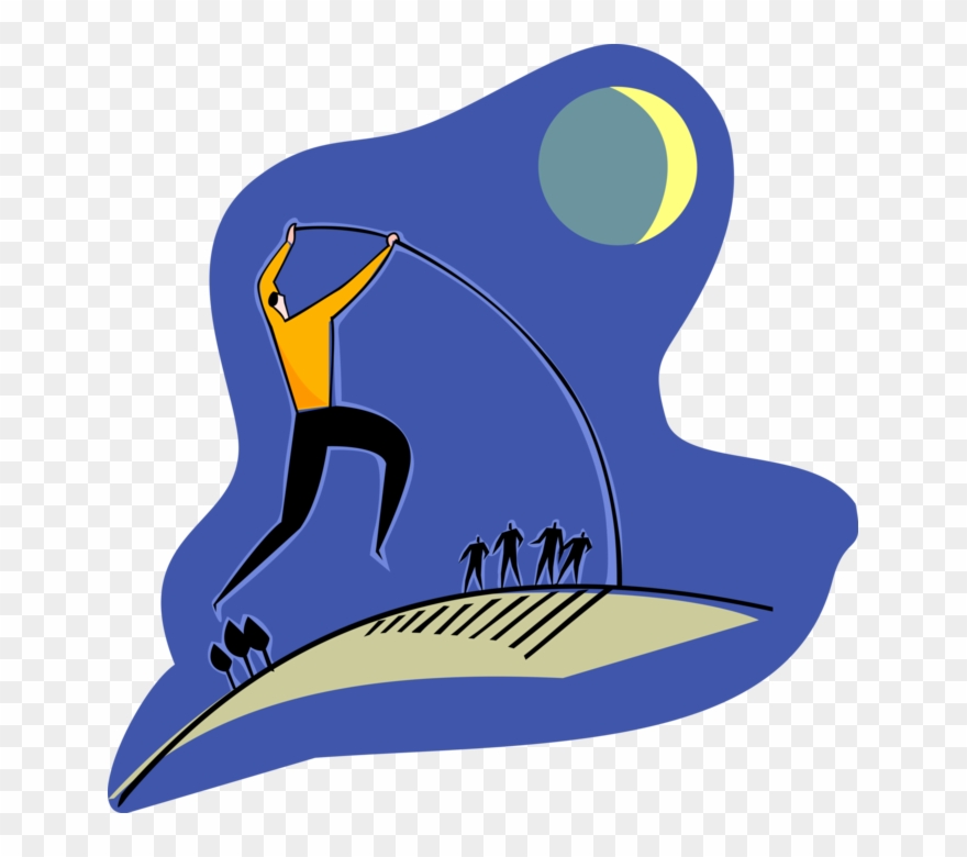 Vector Illustration Of Businessman Pole Vaults Ahead Clipart