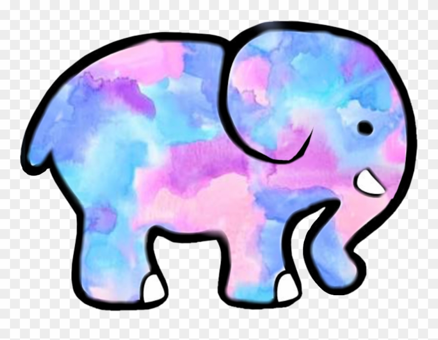 Watercolor Sticker - Free Black And White Elephant Clip Art - Png Download