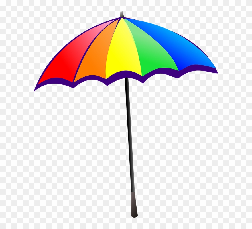 Umbrella, Rainbow, Colorful, - Sun Umbrella Clip Art - Png Download