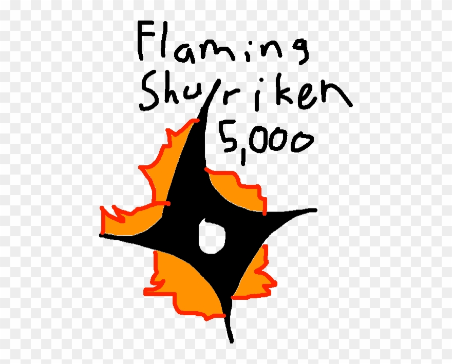 Flaming Shuriken - Drawing Clipart