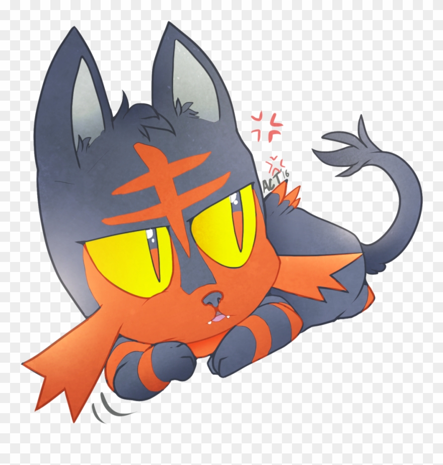 Litten's Fiery Temper - Illustration Clipart